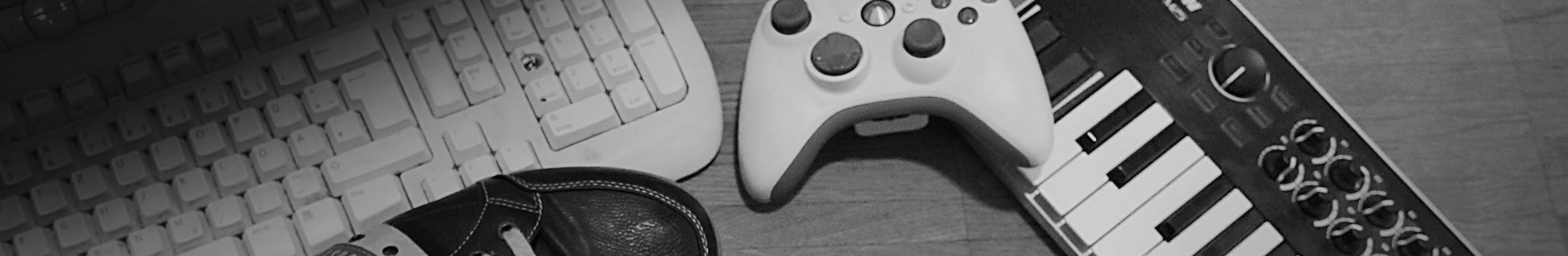 A keyboard and a gamepad